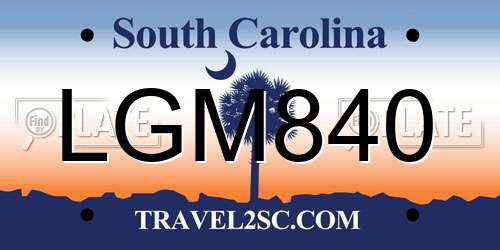 LGM840 South Carolina License Plate