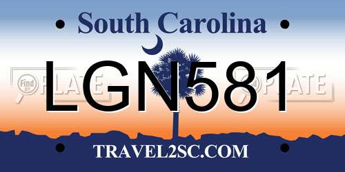 LGN581 South Carolina License Plate