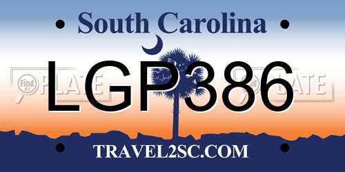 LGP386 South Carolina License Plate