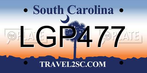LGP477 South Carolina License Plate