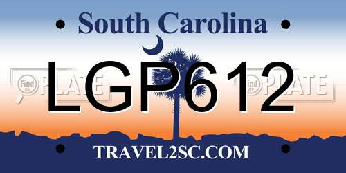 LGP612 South Carolina License Plate