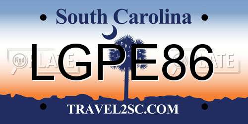 LGPE86 South Carolina License Plate
