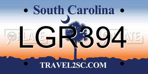 LGR394 South Carolina License Plate