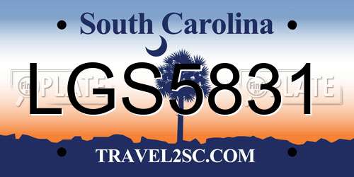 LGS5831 South Carolina License Plate