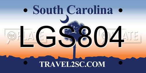 LGS804 South Carolina License Plate