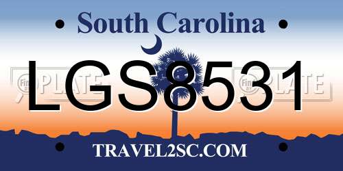 LGS8531 South Carolina License Plate