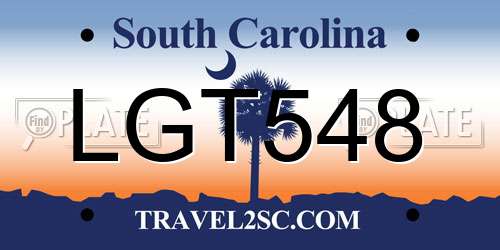 LGT548 South Carolina License Plate