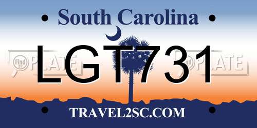 LGT731 South Carolina License Plate