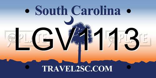 LGV1113 South Carolina License Plate