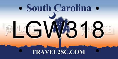 LGW318 South Carolina License Plate