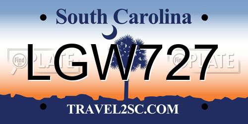 LGW727 South Carolina License Plate
