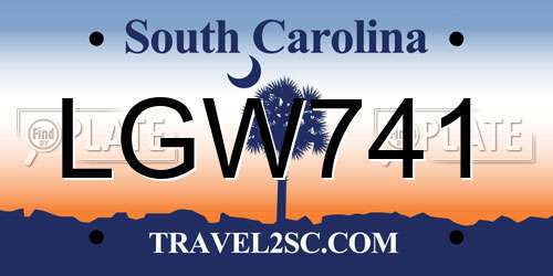LGW741 South Carolina License Plate