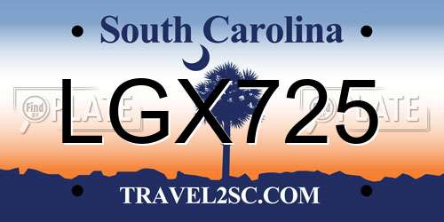 LGX725 South Carolina License Plate