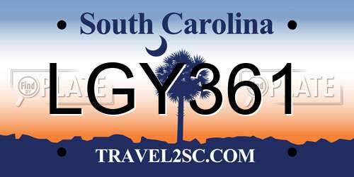 LGY361 South Carolina License Plate