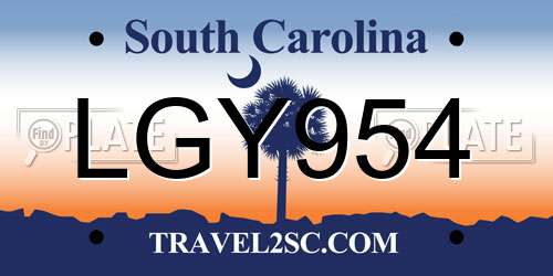 LGY954 South Carolina License Plate