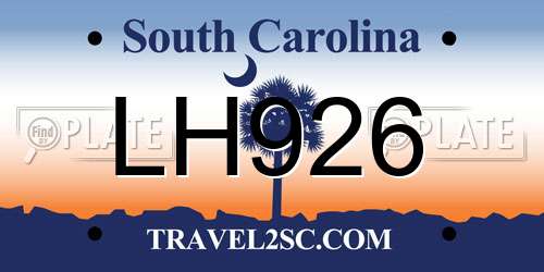 LH926 South Carolina License Plate