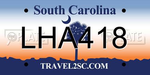 LHA418 South Carolina License Plate