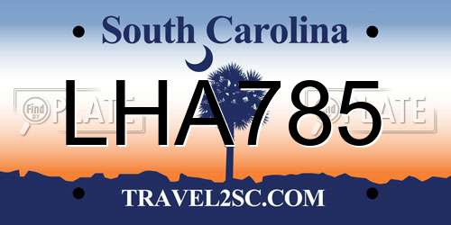 LHA785 South Carolina License Plate