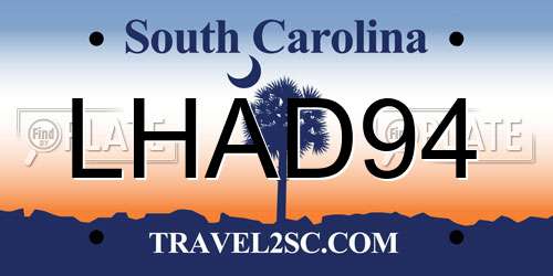 LHAD94 South Carolina License Plate