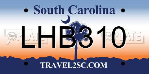 LHB310 South Carolina License Plate