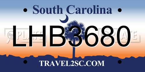 LHB3680 South Carolina License Plate