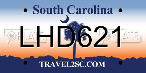 LHD621 South Carolina License Plate
