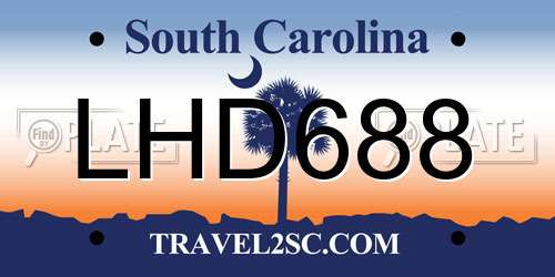LHD688 South Carolina License Plate