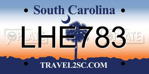 LHE783 South Carolina License Plate