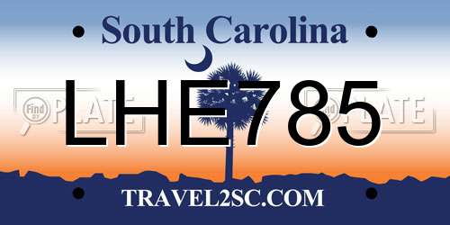 LHE785 South Carolina License Plate