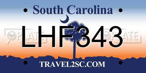 LHF343 South Carolina License Plate