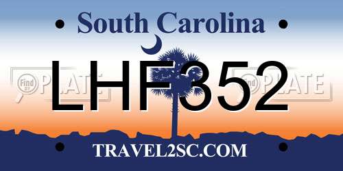 LHF352 South Carolina License Plate