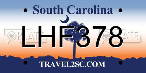 LHF378 South Carolina License Plate