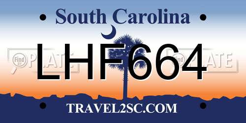 LHF664 South Carolina License Plate