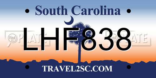 LHF838 South Carolina License Plate