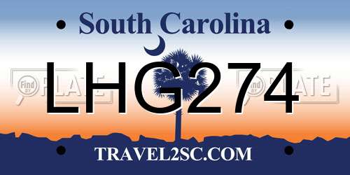 LHG274 South Carolina License Plate