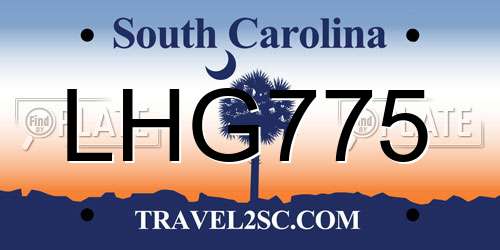 LHG775 South Carolina License Plate