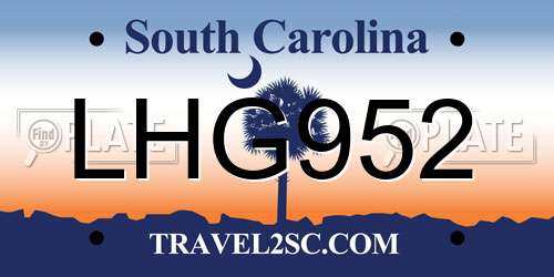 LHG952 South Carolina License Plate