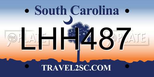 LHH487 South Carolina License Plate