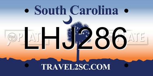 LHJ286 South Carolina License Plate