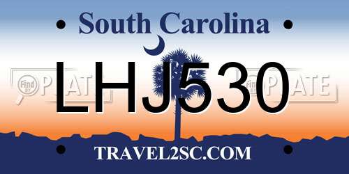LHJ530 South Carolina License Plate