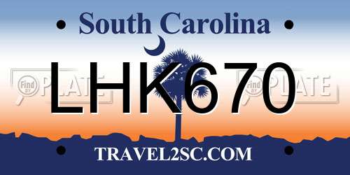 LHK670 South Carolina License Plate