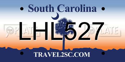 LHL527 South Carolina License Plate