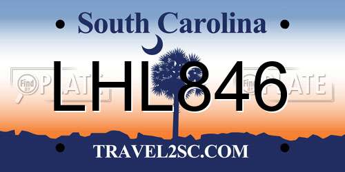 LHL846 South Carolina License Plate
