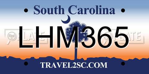LHM365 South Carolina License Plate