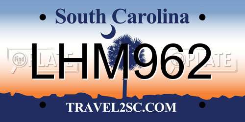 LHM962 South Carolina License Plate