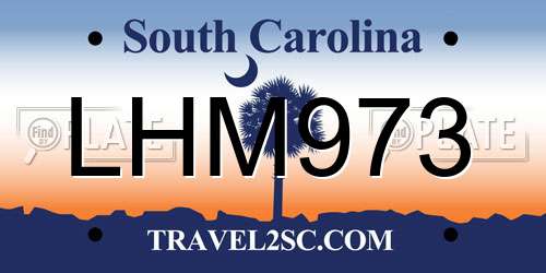 LHM973 South Carolina License Plate