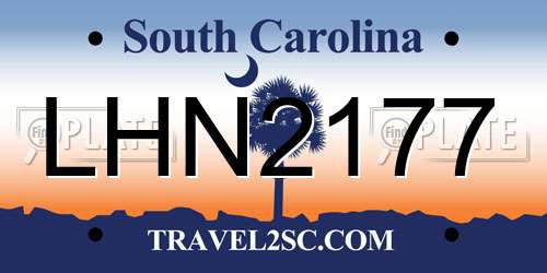 LHN2177 South Carolina License Plate