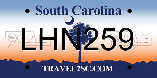 LHN259 South Carolina License Plate