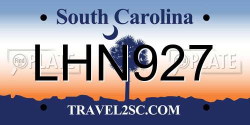 LHN927 South Carolina License Plate