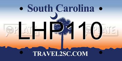 LHP110 South Carolina License Plate